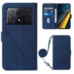 Per Xiaomi Redmi K70E Custodia per cellulare in pelle con custodia a tracolla 3D in rilievo (blu)