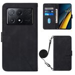 Per Xiaomi Redmi K70E Custodia per cellulare in pelle con custodia a tracolla 3D in rilievo (nera)