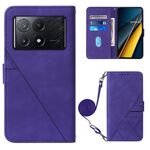Per Xiaomi Redmi K70E Custodia a tracolla in pelle con vibrazione 3D in rilievo (viola)
