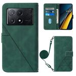 Per Xiaomi Redmi K70E Custodia a tracolla in pelle con vibrazione 3D in rilievo (verde scuro)