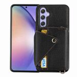 Per Samsung Galaxy S23 FE 5G Borsa per carte con cerniera a tracolla Custodia per telefono antifurto RFID (Nero)