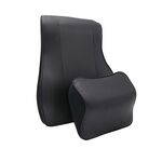 Cuscino di supporto per il collo del seggiolino auto per tutte le stagioni in memory foam in pelle, poggiatesta + cuscino per la vita (nero)