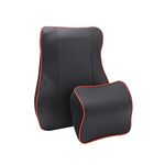 Cuscino di supporto per il collo del seggiolino auto per tutte le stagioni in memory foam in pelle, poggiatesta + cuscino per la vita (nero rosso)