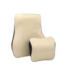 Cuscino di supporto per il collo del seggiolino auto per tutte le stagioni in memory foam in pelle, poggiatesta + cuscino per la vita (Beige)