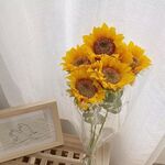 Disposizione dei fiori simulata, ornamento da tavolo, oggetti di scena per foto da picnic, stile: sacchetto trasparente di girasole da 5 pezzi