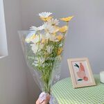 Disposizione dei fiori simulata, ornamento da tavolo, accessori per foto da picnic, stile: sacchetto trasparente con margherite bianche e gialle da 5 pezzi