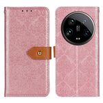 Per Xiaomi 14 Custodia per telefono in pelle ultra europea con stampa floreale in rilievo (rosa)