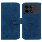 Per Xiaomi Redmi K70E / Poco X6 Pro Custodia per telefono in pelle goffrata rosa farfalla (blu)