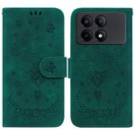 Per Xiaomi Redmi K70E / Poco X6 Pro Custodia per telefono in pelle goffrata rosa farfalla (verde)