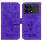 Per Xiaomi Redmi K70E / Poco X6 Pro Custodia per telefono in pelle goffrata rosa farfalla (viola)