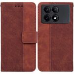 Custodia per telefono in pelle goffrata geometrica Xiaomi Redmi K70E / Poco X6 Pro (marrone)