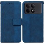 Custodia per telefono in pelle goffrata geometrica Xiaomi Redmi K70E / Poco X6 Pro (blu)