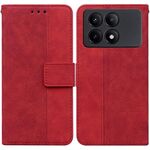 Custodia per telefono in pelle goffrata geometrica per Xiaomi Redmi K70E / Poco X6 Pro (rossa)