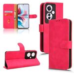 Custodia per telefono in pelle con vibrazione magnetica Skin Feel per OPPO Reno11 F (rosa rosso)