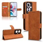 Custodia per telefono in pelle con vibrazione magnetica Skin Feel per OPPO Reno11 F (marrone)