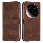 Per Xiaomi 14 Custodia per telefono in pelle Triangolo Ultra Dream con cordino (marrone)