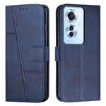 Per OPPO Reno11 F Custodia per cellulare in pelle con fibbia in vitello con cuciture (blu)