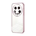 Per Xiaomi 14 Custodia per telefono con foro fine con placcatura ultra trasparente (rosa)