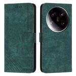 Custodia per telefono in pelle con motivo a strisce Ultra Skin Feel per Xiaomi 14 con cordino lungo (verde)