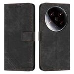 Per Xiaomi 14 Custodia per telefono in pelle con motivo a strisce Ultra Skin Feel con cordino lungo (nero)