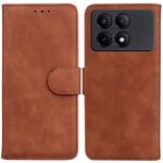 Per Xiaomi Redmi K70E / Poco X6 Pro Custodia per telefono in pelle Flip in puro colore Skin Feel (marrone)