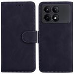 Per Xiaomi Redmi K70E / Poco X6 Pro Custodia per telefono in pelle Flip in puro colore Skin Feel (Nero)