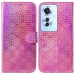 Per OPPO Reno11 F Custodia per telefono in pelle con fibbia magnetica colorata globale (rosa)