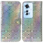 Per OPPO Reno11 F Custodia per telefono in pelle con fibbia magnetica colorata globale (argento)