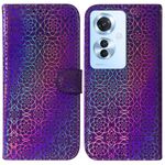 Per OPPO Reno11 F Custodia per telefono in pelle con fibbia magnetica colorata globale (viola)