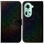Per OPPO Reno11 Custodia per telefono in pelle con fibbia magnetica colorata globale (nera)