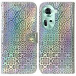 Per OPPO Reno11 Custodia per telefono in pelle con fibbia magnetica colorata globale (argento)
