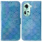 Per OPPO Reno11 Custodia per telefono in pelle con fibbia magnetica colorata globale (blu)
