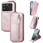 Per Xiaomi Redmi K70E Custodia per cellulare in pelle con chiusura verticale a portafoglio con cerniera (rosa)