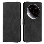 Custodia per telefono in pelle goffrata a cuore Ultra Skin Feel per Xiaomi 14 con cordino lungo (nero)