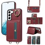Per Samsung Galaxy S22 5G Borsa a tracolla con portafoglio Porta anello Custodia in pelle per telefono(Rosso)