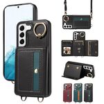 Per Samsung Galaxy S22 5G Borsa a tracolla Portafoglio Porta anello Custodia in pelle per telefono (Nero)