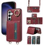 Per Samsung Galaxy S23 FE 5G Borsa a tracolla Portafoglio Porta anello Custodia in pelle per telefono(Rosso)