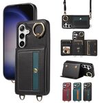Per Samsung Galaxy S23 FE 5G Borsa a tracolla Portafoglio Porta anello Custodia in pelle per telefono (Nero)