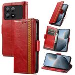 Per Xiaomi Redmi K70E CaseNeo Splicing Custodia in pelle con doppia fibbia magnetica(Rosso)