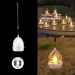 Lampada decorativa impermeabile a lume di candela solare per cortile esterno, villa, specifiche: modello rotondo con guscio bianco