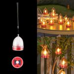 Luce solare a lume di candela per esterni, cortile, villa, giardino, decorazione impermeabile, luce, specifiche: modello rotondo con guscio rosso