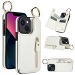 Per iPhone 13 Custodia per cellulare con cerniera con doppia fibbia e texture litchi (bianca)