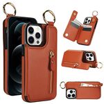 Custodia per telefono con cerniera doppia fibbia per iPhone 12 Pro Max Litchi Texture (marrone)