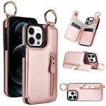 Custodia per telefono con cerniera doppia fibbia per iPhone 12 Pro Max Litchi Texture (oro rosa)