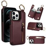 Custodia per telefono per iPhone 12 Pro Max Litchi Texture Zipper doppia fibbia (rosso bordeaux)