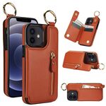 Custodia per telefono per iPhone 12 mini Litchi Texture Zipper doppia fibbia (marrone)
