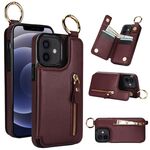 Custodia per telefono per iPhone 12 mini Litchi Texture Zipper doppia fibbia (rosso bordeaux)
