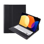 Per Xiaomi Pad 6S Pro 12.4 Custodia in pelle con tastiera Bluetooth staccabile con texture in pelle di agnello (nero bianco)