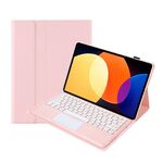 Per Xiaomi Pad 6S Pro 12.4 Custodia in pelle con tastiera Bluetooth staccabile con texture in pelle di agnello e touchpad (rosa)