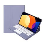 Per Xiaomi Pad 6S Pro 12.4 Custodia in pelle con tastiera Bluetooth staccabile con texture in pelle di agnello con touchpad (viola)